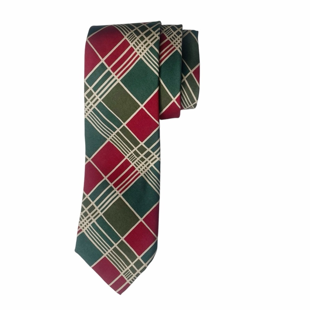 Ralph Lauren POLO Classic SILK Plaid Geometric Tie Mens Necktie Preppy Christmas